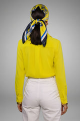 LaDelfina Lemon-Yellow Silk Crepe Shirt