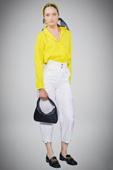 LaDelfina Lemon-Yellow Silk Crepe Shirt