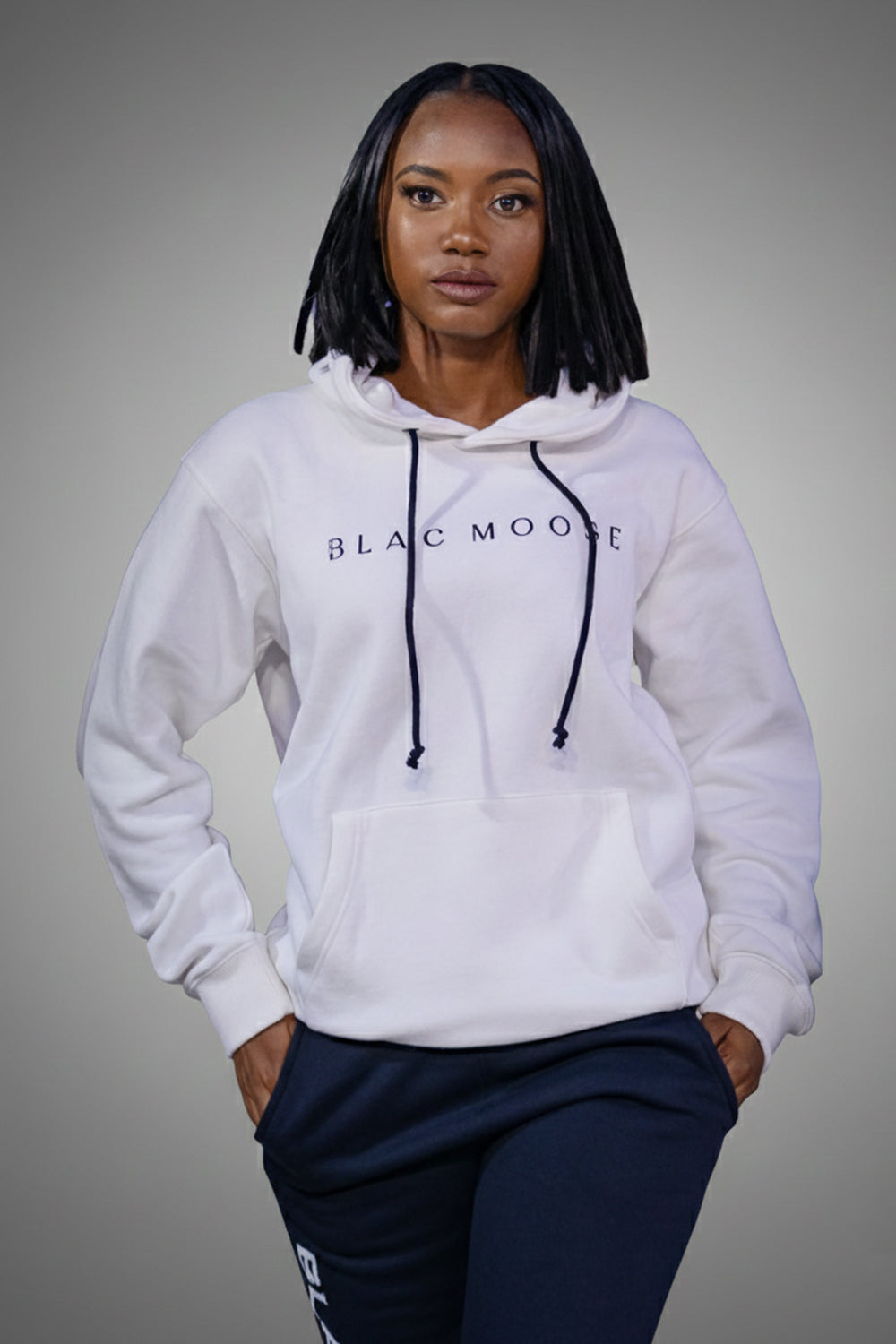 Arctic Edge White Hoodie – Signature Blacmoose